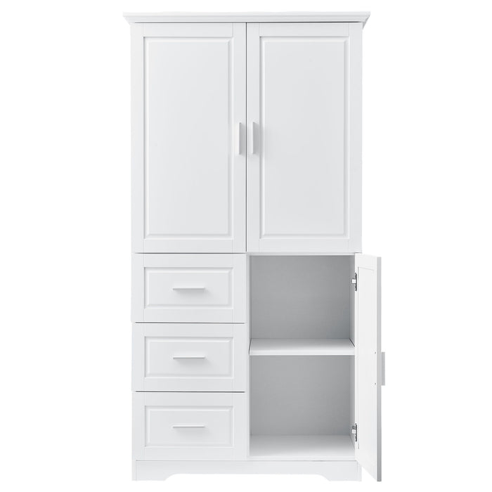 Tall And Wide Storage Cabinet With Doors, 3 Drawers