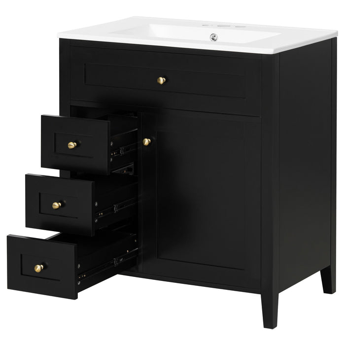 Bathroom Vanity With Sink, 3 Drawers And Adjustable Shelf, Freestanding Storage Unit