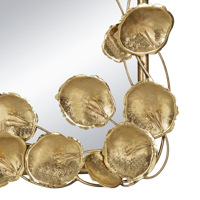 Full Length Mirror With en Leaf Accents, Floor Miiror For Living Room Bedroom - Gold