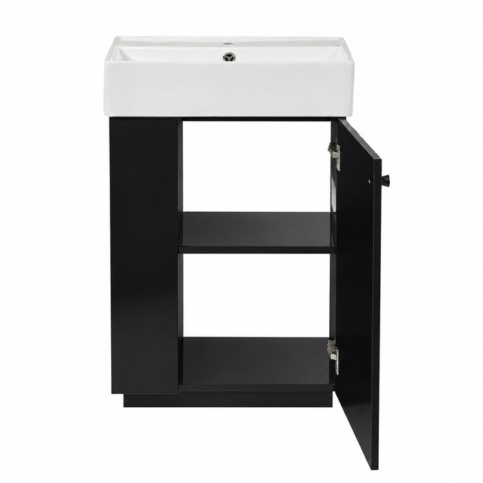 Bathroom Vanity With Sink, Freestanding Wood Grain Cabinet With Storage