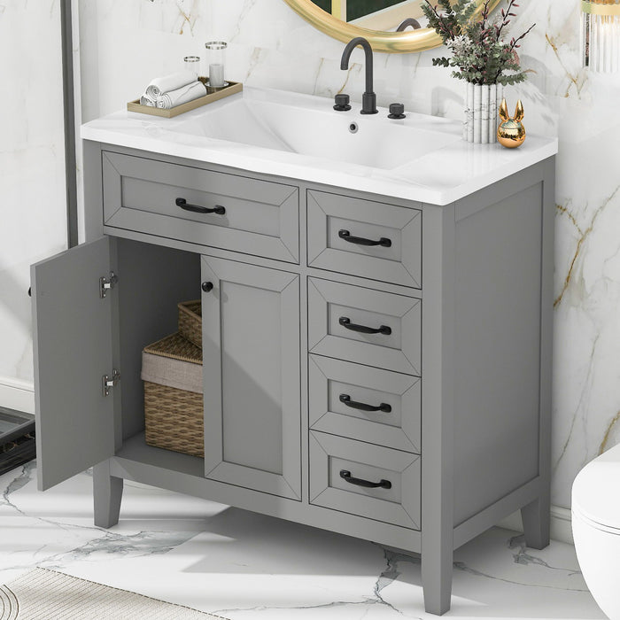 Modern Bathroom Vanity With Sink, Freestanding Design With Drawers And Doors