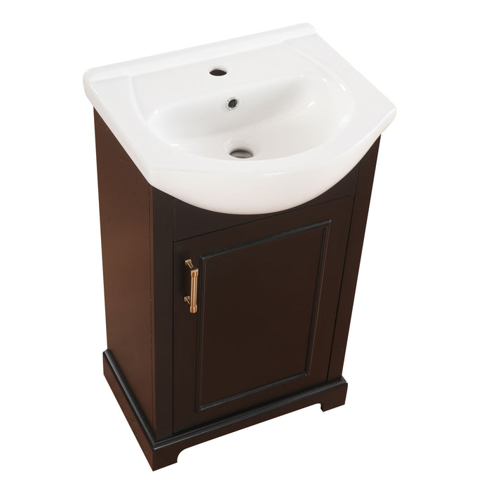 20" Bathroom Vanity With Bulged Sink, Freestanding Single Vanity Set, Soft Close Door