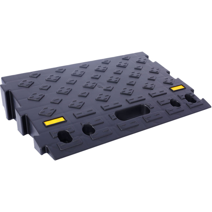 Heavy Duty Plastic 4" High Portable Automotive Curb Ramp For Cars & Wheelchairs Interlocking Design - Black