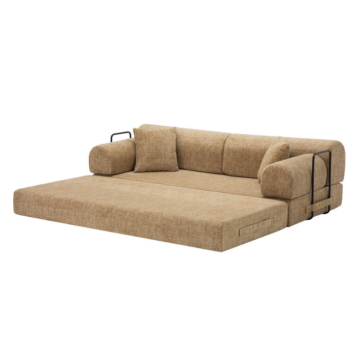 Modern 2 Tone Fabric Convertible Sleeper Sofa Bed