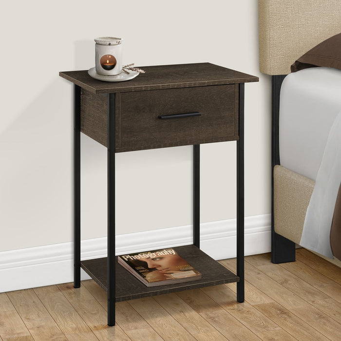 Contemporary 2 Tier Accent Table With Storage Drawer