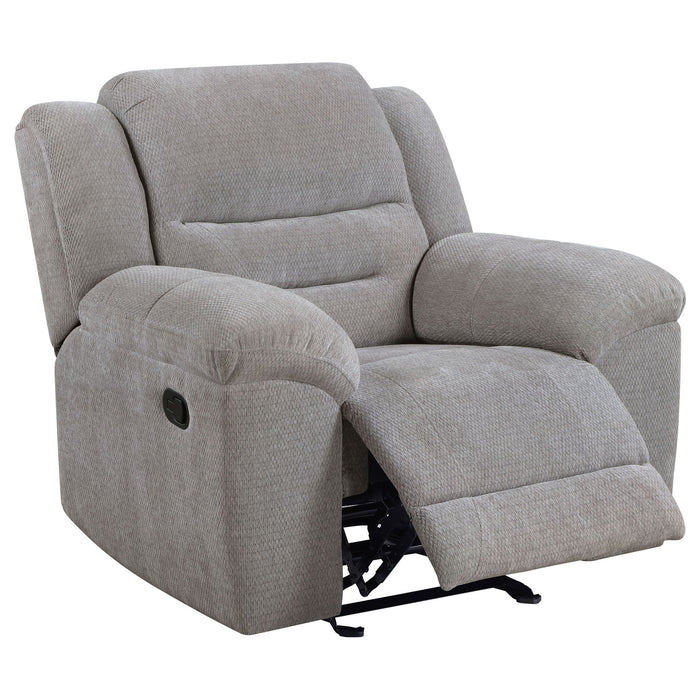 Sebring - Upholstered Glider Recliner Chair With Manual Recline And Smooth Gliding Motion - Gray