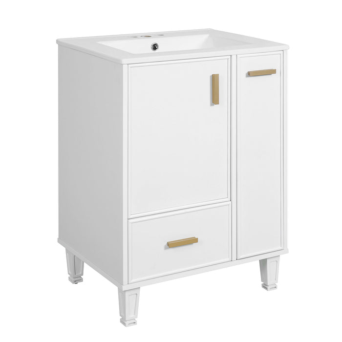 Bathroom Vanity With Sink, Deep Drawer, Door Shelf, 2 Tier Basket
