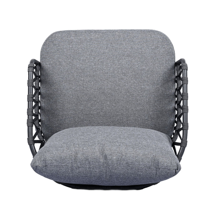 4 Piece Outdoor Patio Furniture Set, Metal Chairs With Woven Rope U Shaped Backrest