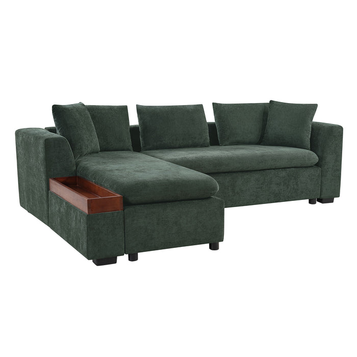Modern L Shaped Sectional Sofa With Chenille Upholstery And Wooden Storage
