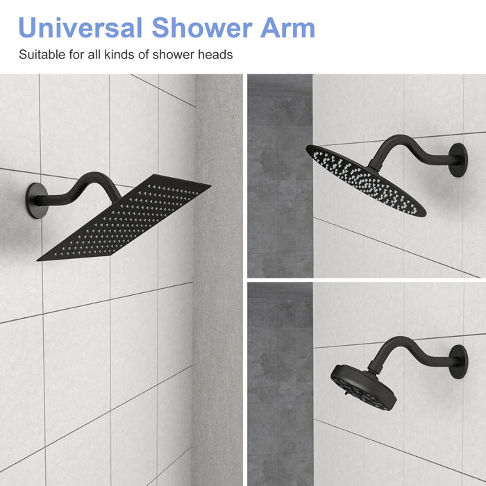 8" Shower Arm With Flange, Adjustable Angles - Matte Black
