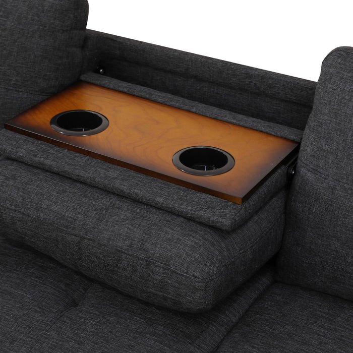 L - Shaped 3 Piece Sectional Sofa With Chaise, Storage Ottoman & Cup Holders