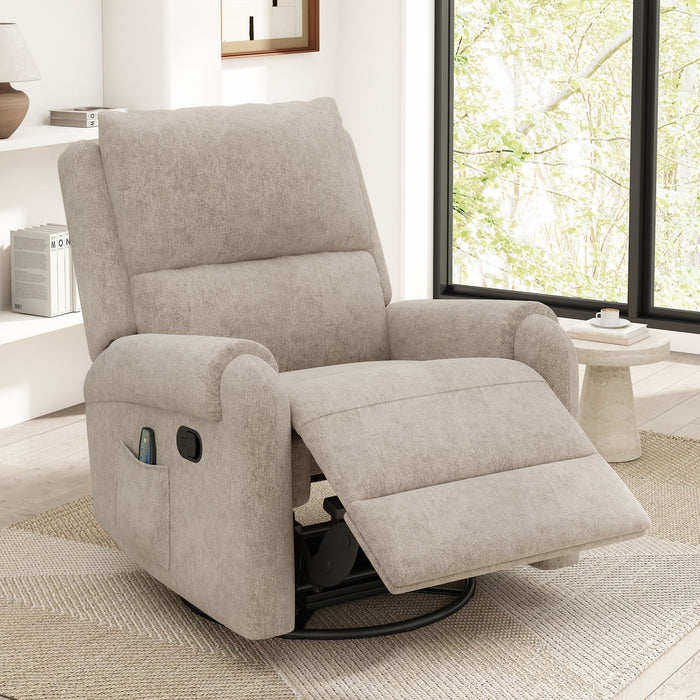 Manual Recliner Massage Chair With Swivel Rocker, 8 Massage Modes, Side Storage Pocket