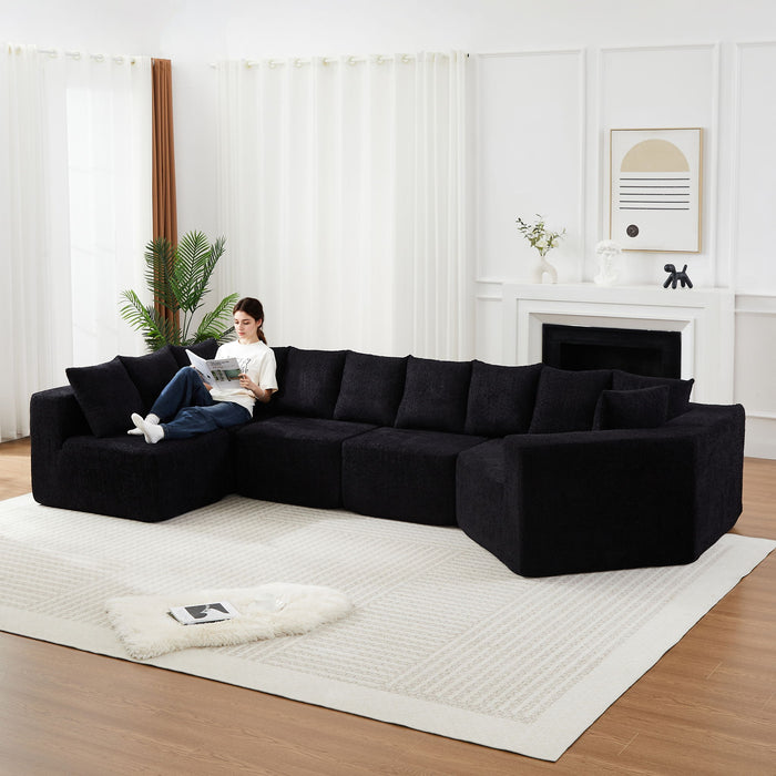 L - Shaped Modular Sofa With Deep Seat And 11 Pillows