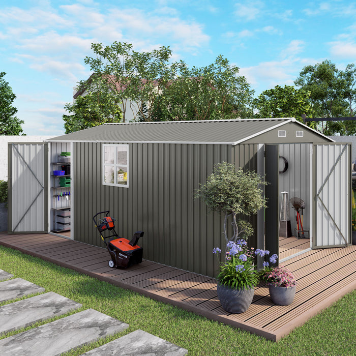 Outdoor Storage Shed With Lockable Doors