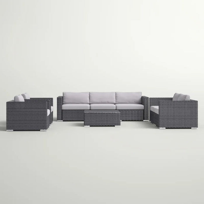 7 Person Outdoor Seating Group With Cushions - Gray / Silver