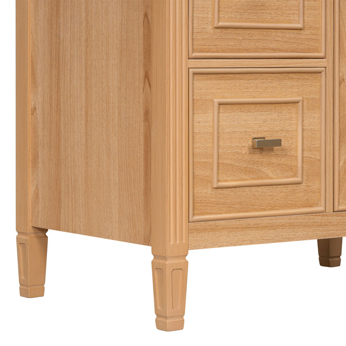Bathroom Vanity With Sink, Flip Drawer & Adjustable Shelf - Natural