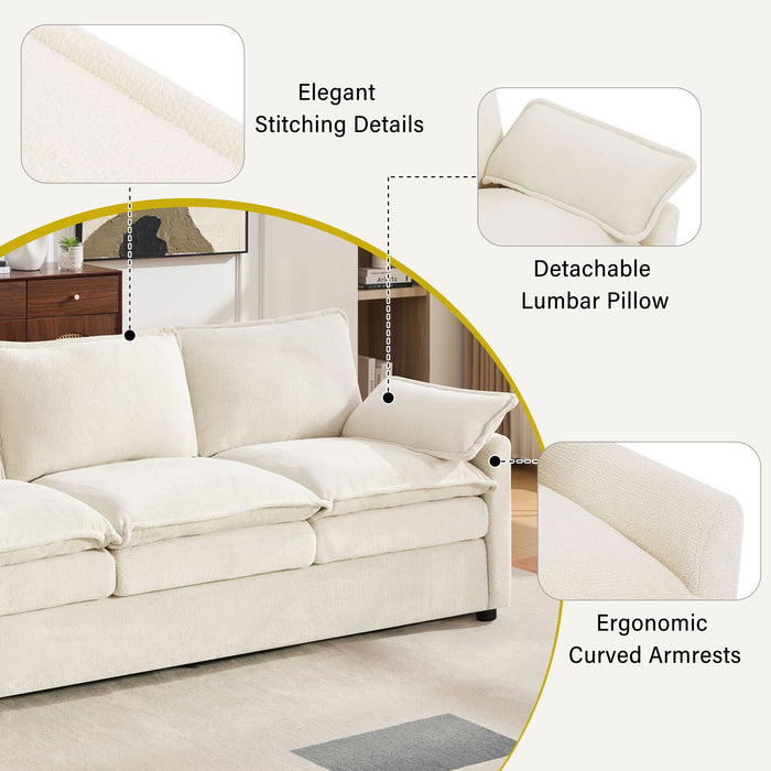 Modern Sofa Set With Double Layer Cushion And Side Storage Pockets