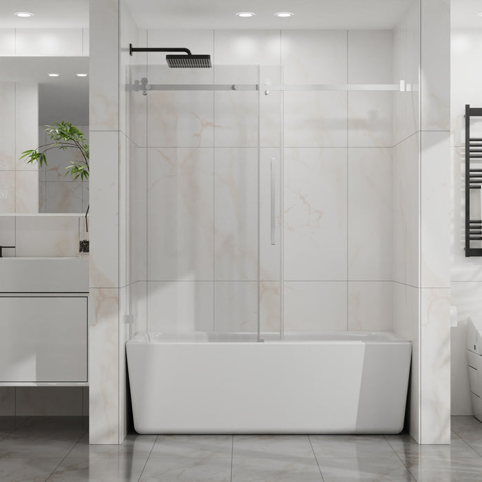 Frameless Tub Sliding Shower Door With Easy Clean Coating