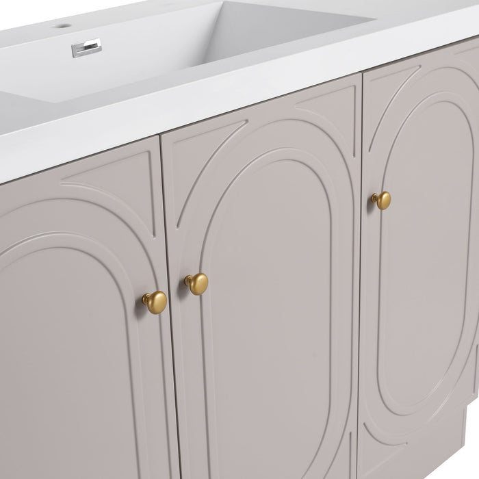 Contemporary Freestanding Bathroom Vanity With Resin Sink & Soft-Close Cabinet Doors