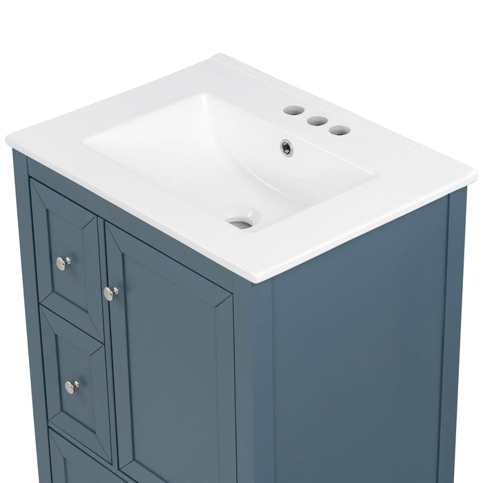 Modern Bathroom Vanity With Sink, Soft Close Drawers & Door, Storage Rack