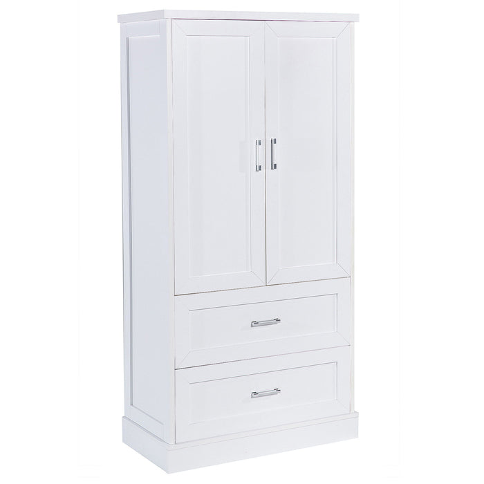 Tall Bathroom Storage Cabinet With 2 Doors And Drawers, Adjustable Shelf