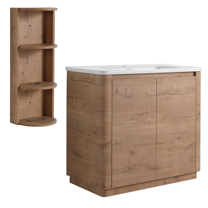 Freestanding Bathroom Vanity With Sink, 2 Soft Close Doors & Storage Rack