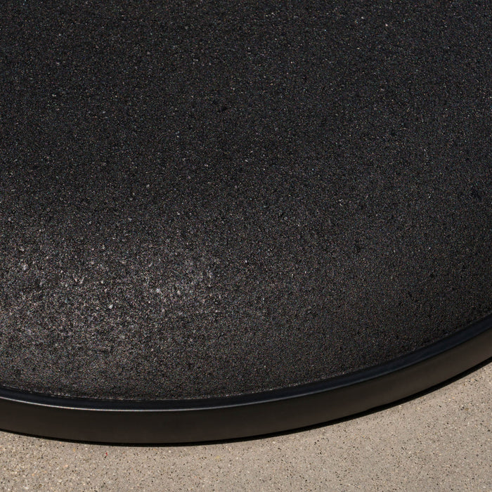 Stylish Concrete Umbrella Base With Iron Support Pole - Black