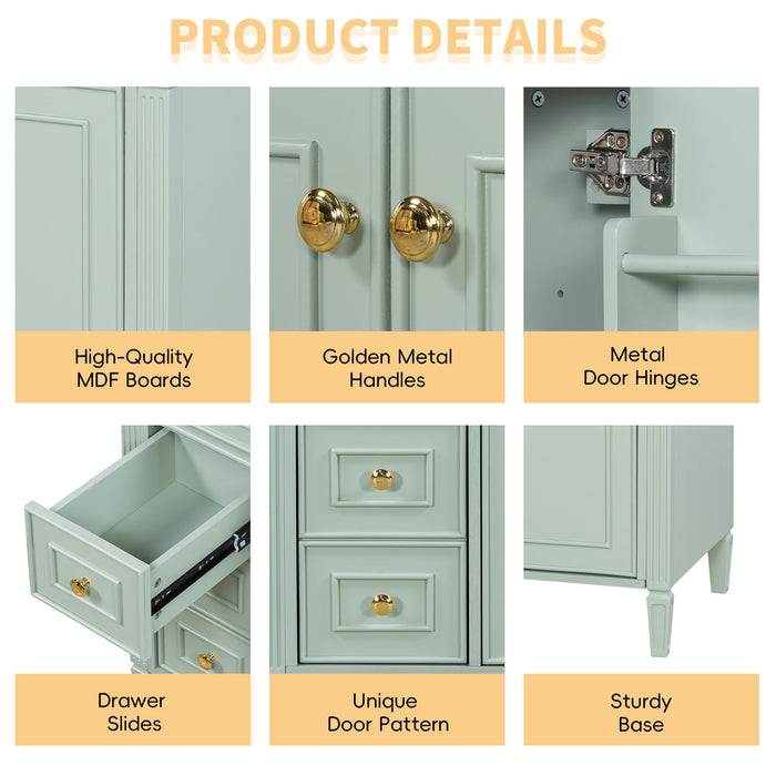 Bathroom Vanity With Sink, 3 Drawers & 2 Soft-Close Doors