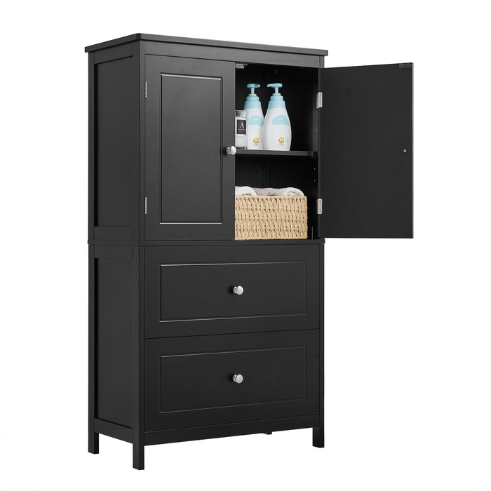 Bathroom Storage Cabinet With 2 Doors And Drawers, Adjustable Shelf