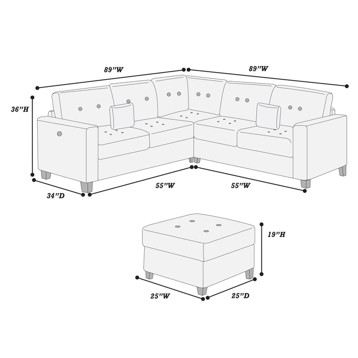 Sectional Set With Corner Wedge Ottoman USB Port