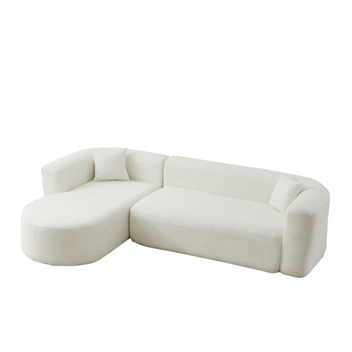 L - Shape Boneless Cloud Couch With 2 Throw Pillows For Living Room