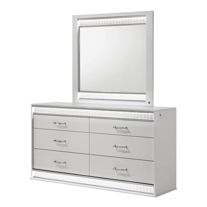 Glam - 6 Drawer Dresser & LED Lighting (Includes Dresser Only) - White