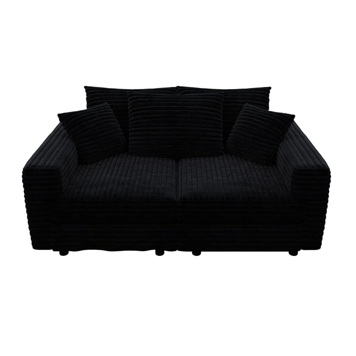 Deep Seat Convertible Sofa With Soft Pillows And Ottomans
