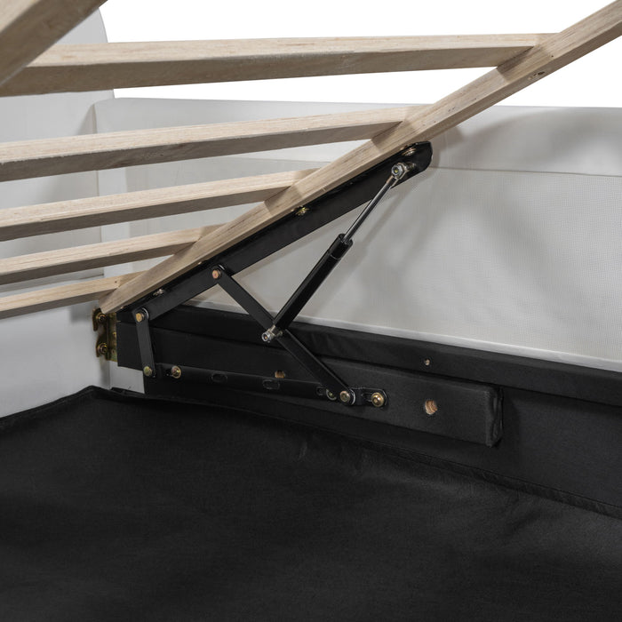 Upholstered Daybed With Bear Shaped Headboard, Hydraulic System And Breathable Mesh Fence