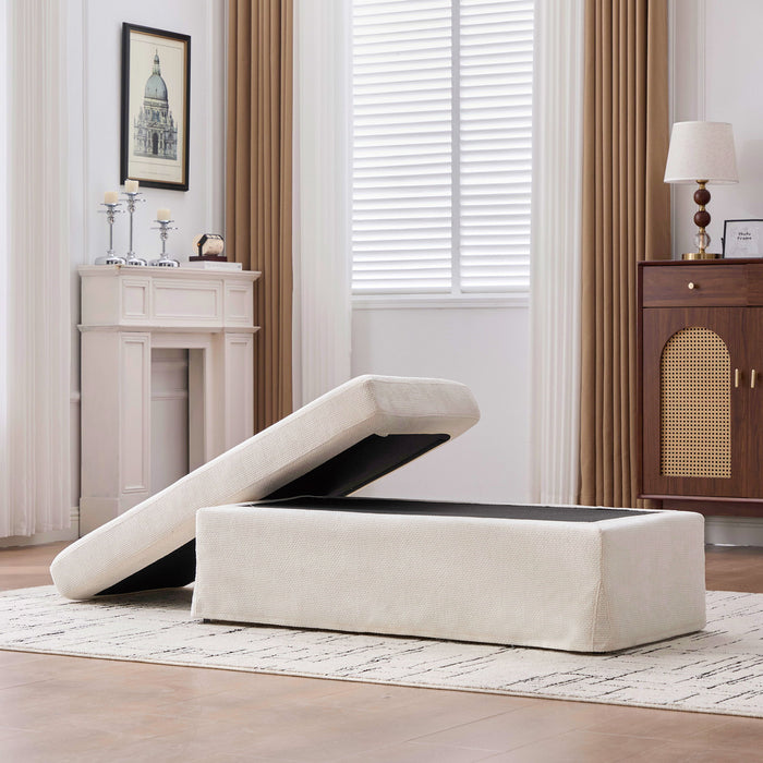 Wide Modern Upholstered Ottoman Foot Stool
