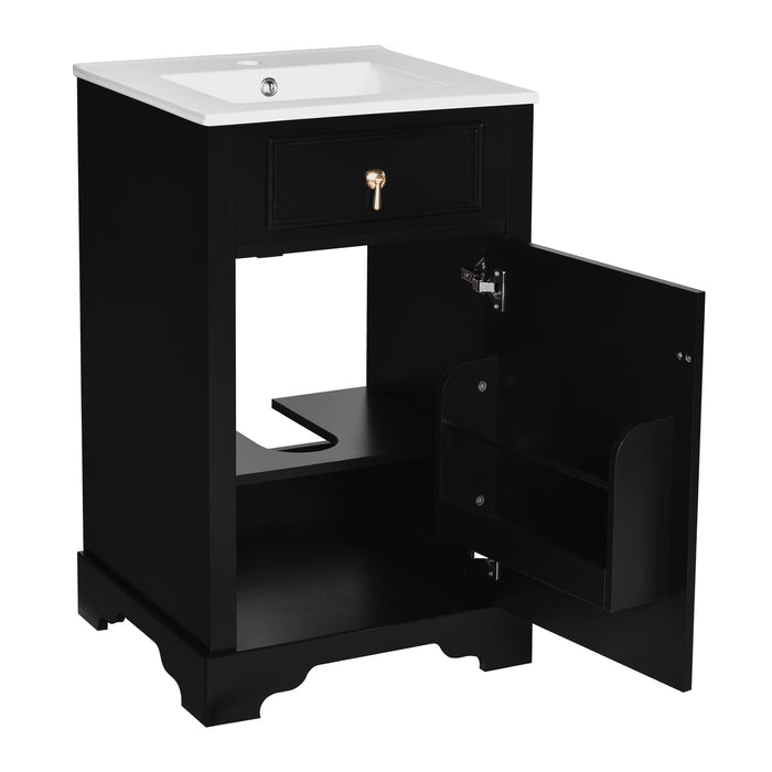 Elegant Bathroom Vanity With Ceramic Sink, Soft Close Door, Adjustable Shelf