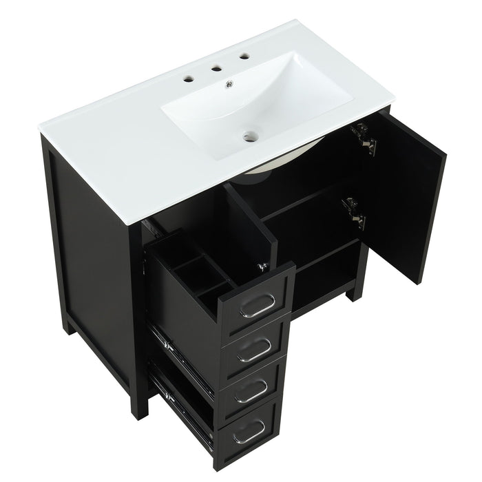 Bathroom Vanity With Sink Top, Bathroom Vanity Cabinet With 2 Doors And 2 Drawers, Open Shelf