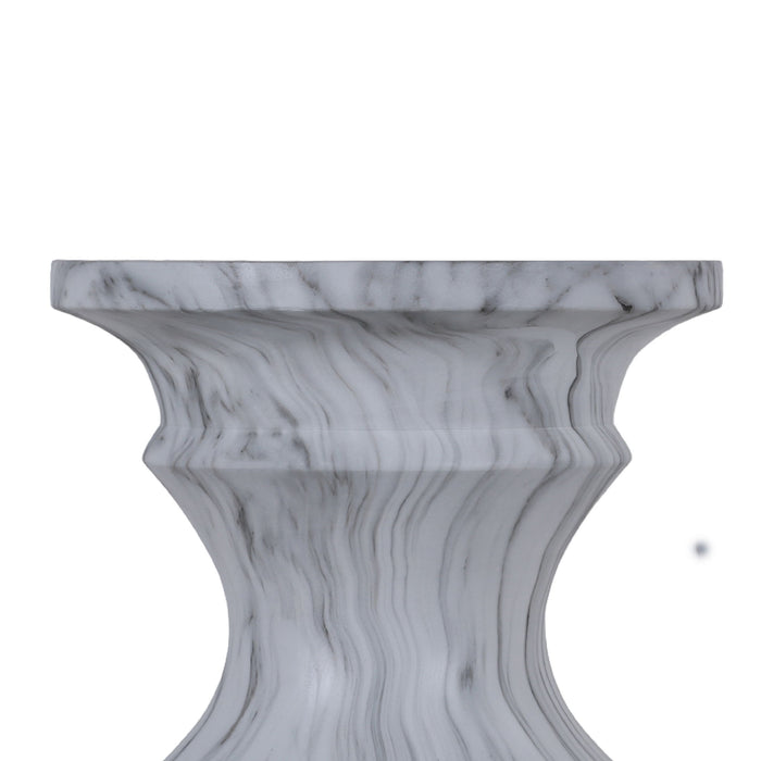 Geometric Round Outdoor End Table - Marble