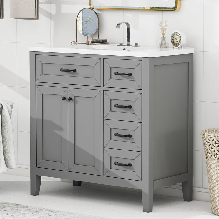 Modern Bathroom Vanity With Sink, Freestanding Design With Drawers And Doors