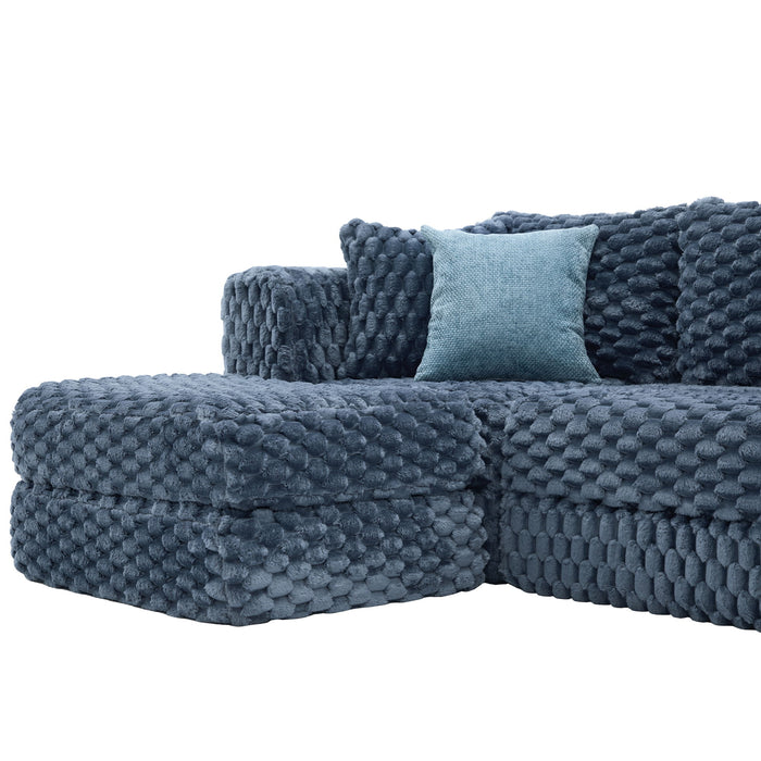 Modular Sectional Sofa, Boneless Couch With 2 Movable Ottomans