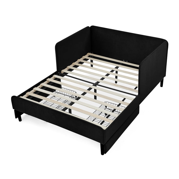 Upholstered Platform Bed Frame With 2 Storage Drawers And Adjustable Sofa Bed