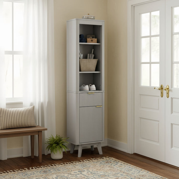 Tall Bathroom Storage Cabinet With Adjustable Shelves And 1 Drawer & Door