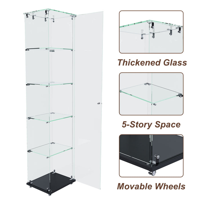 Premium 5 Tier Glass Display Case With 5 Dynamic LED Modes