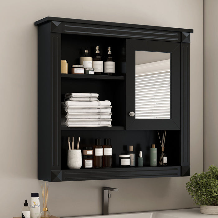 Wall-Mounted Bathroom Cabinet With Mirror And Adjustable Shelves