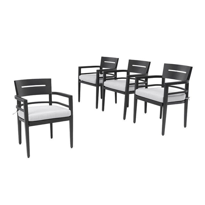Outdoor Patio Dining Chairs With Outdoor Grade Sunbrella Fabric Cushions, Tapered Feet (Set of 4) - Ember Black
