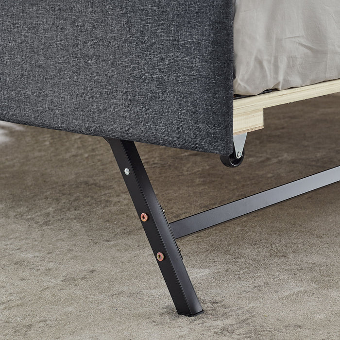 Size Upholstered Daybed With Trundle And USB Charging Armrest