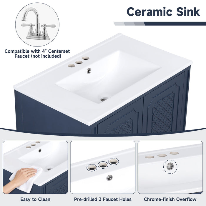 Bathroom Vanity With Sink, Soft Closing Door, Multi Functional Storage