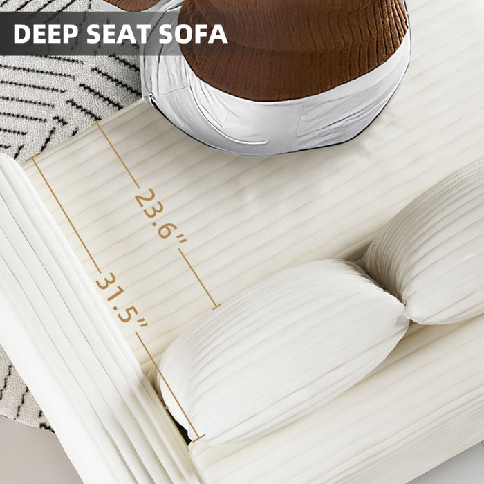 Deep Seat Convertible Sofa With Soft Pillows And Ottomans