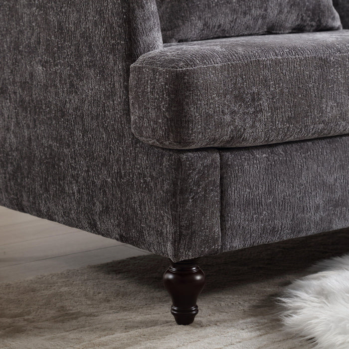 Mid Century Modern Chenille Fabric Loveseat Sofa, 2 Seat Upholstered Couch