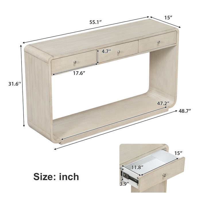 Console Table With 3 Drawers And Display Shelf